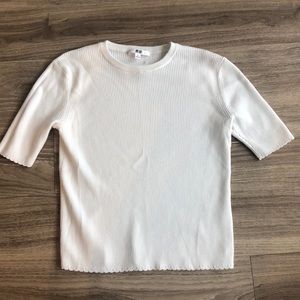 Uniqlo Women’s Ribbed Knit Top with Scalloped Hem